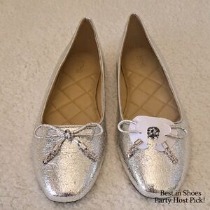 Michael Kors Silver Flats with Bow Detail